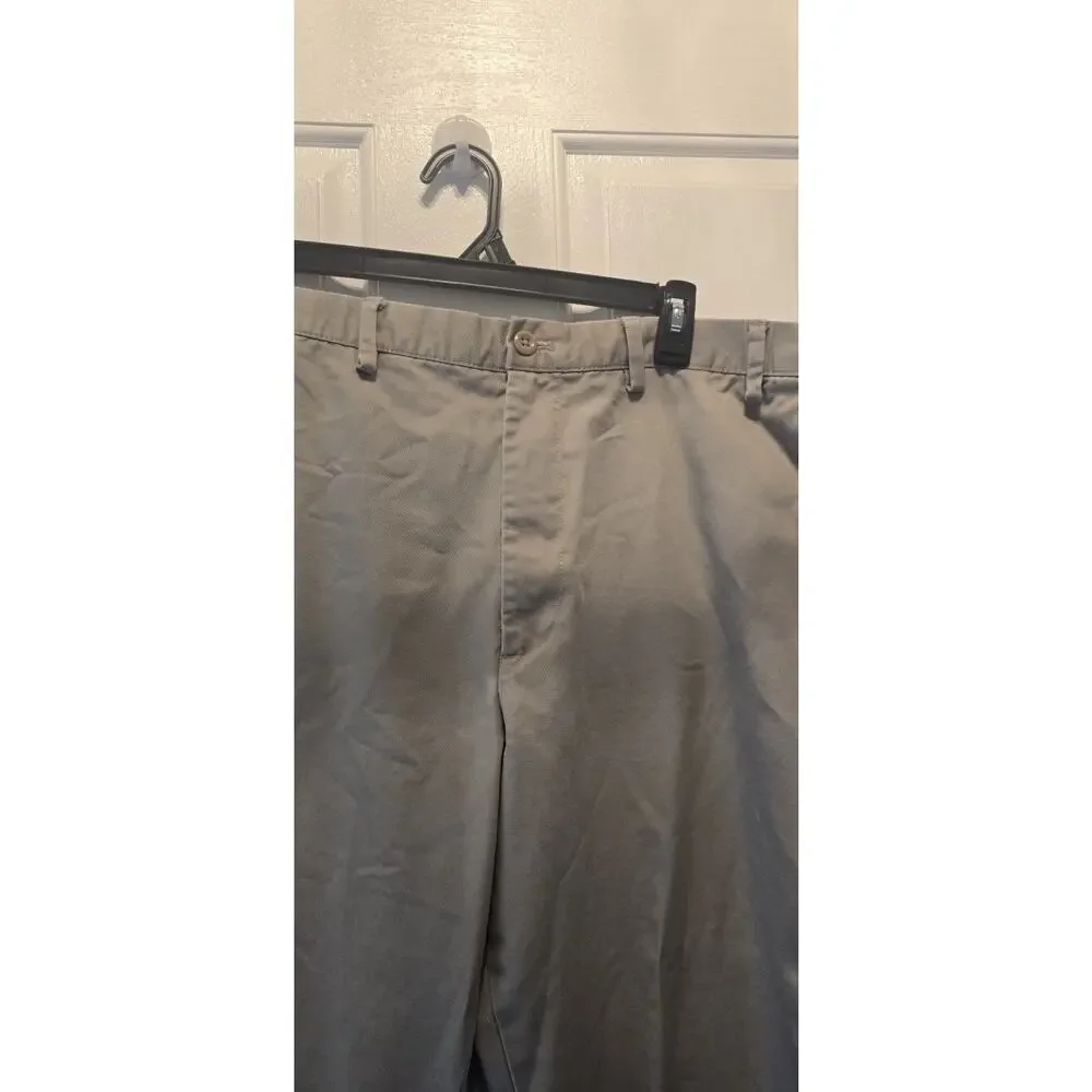Izod American Chino Khaki Mens Size 44x32 Classic Fit Stretch Waist Dress Pants